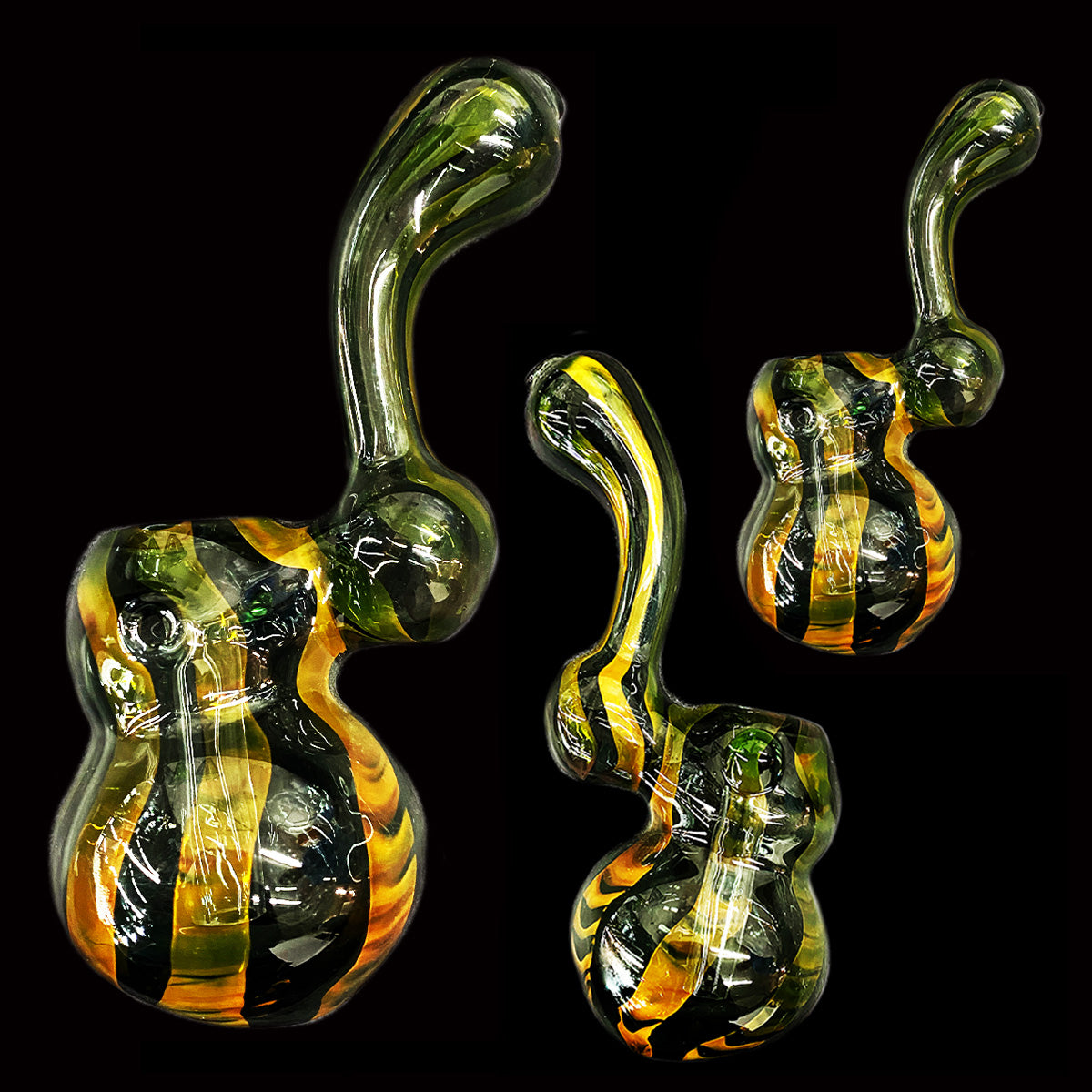 6'' Black Glass GOLD Fume Bubbler