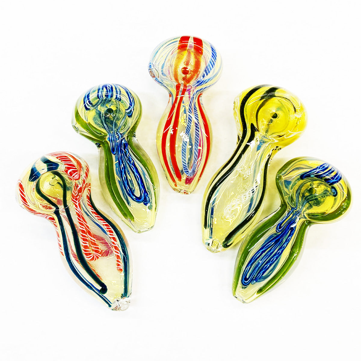 2.5'' Hand PIPE Silver Fume Glass with Twisting Art
