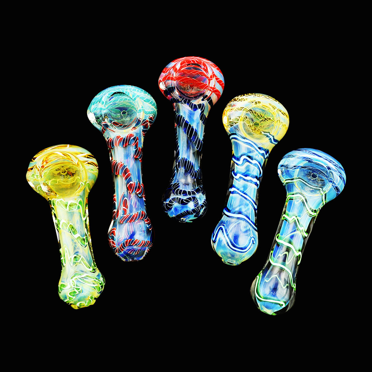 3.5'' Hand PIPE Silver GLASS Color Twisting Art