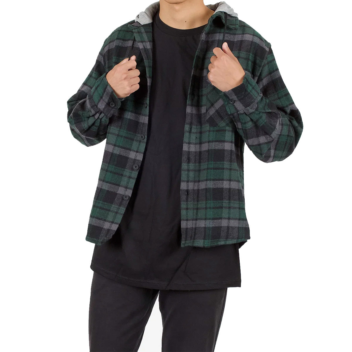 5 Pieces Pack of Green/Black - Drippy Smiley Flannel SHIRT Hoodie 1S-1M-2L-1XL