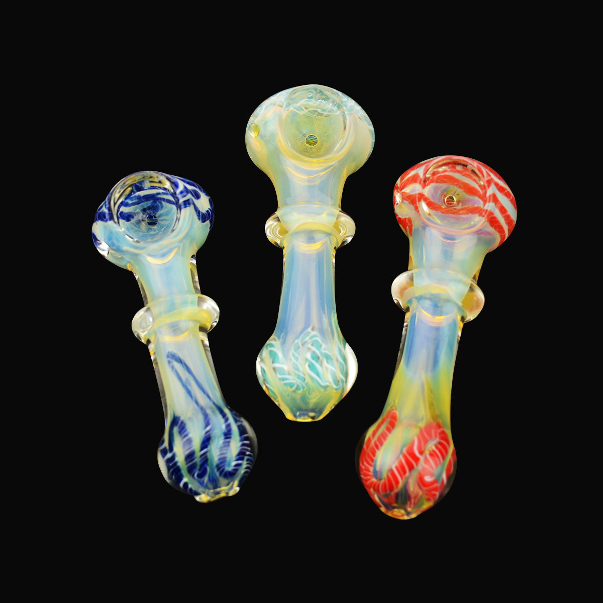 4'' Sliver Fume Glass Hand PIPE Ring Spoon