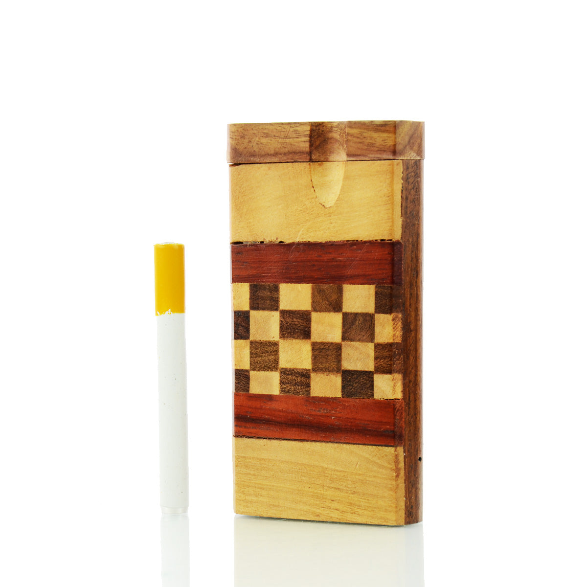 Handmade Wooden Dugout Checker-box Art with 3'' METAL Cigarette