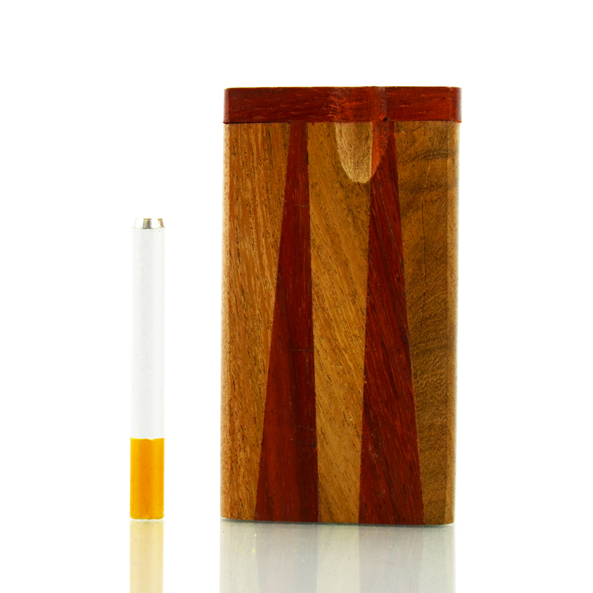4'' Handmade Wooden Double Track Trio-Cut Design Dugout Art with 3'' Metal CIGARETTE