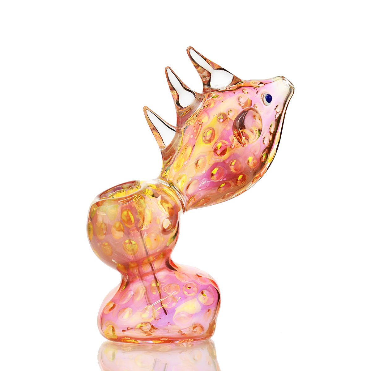 7'' Fish Bubbler GOLD Fume Glass Art