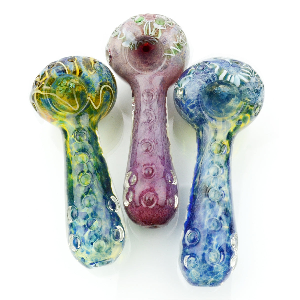 3.5'' Spoon Hand PIPE with Color Glass Frit Design approx 80 Grams