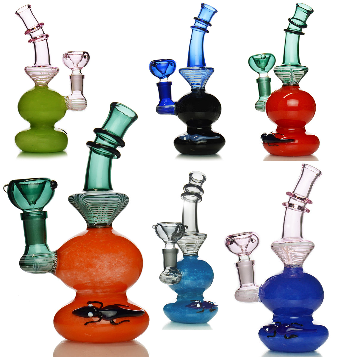 7'' Color Frit GLASS Water PIPE with 14mm Male Bowl