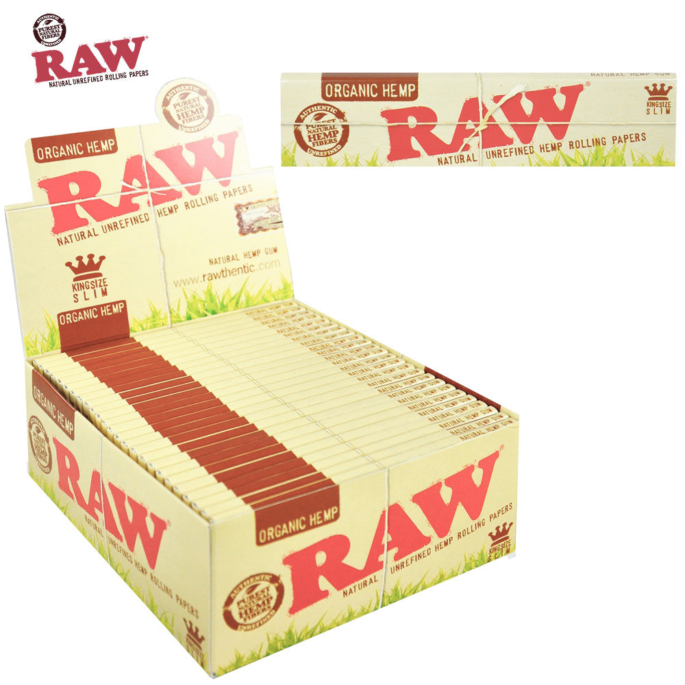 Raw Organic King Slim Rolling Paper 50 PER BOX