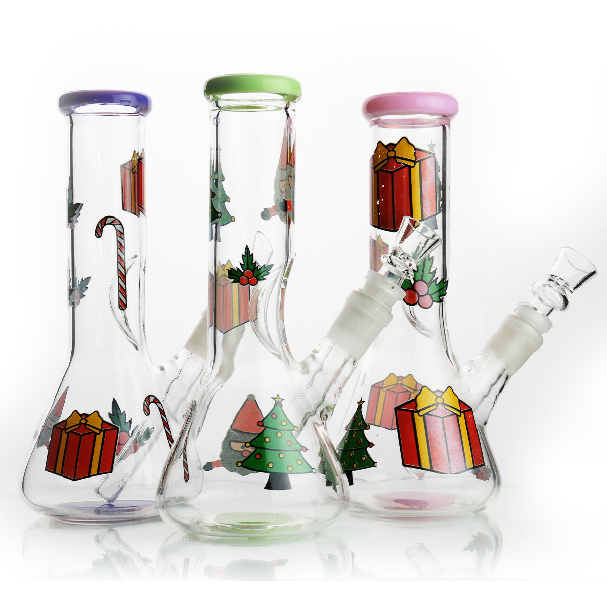 8'' Slime Color down stem and 14mm bowl CHRISTMAS sticker Beaker