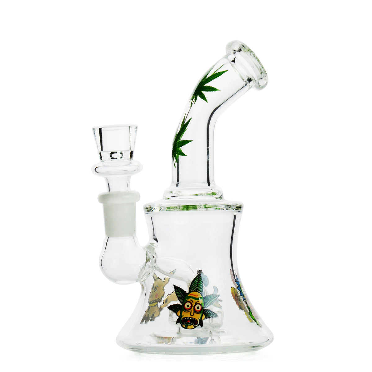 7'' Conical STICKER Bong with Weed Leaf STICKERS 14mm Male Bowl Included