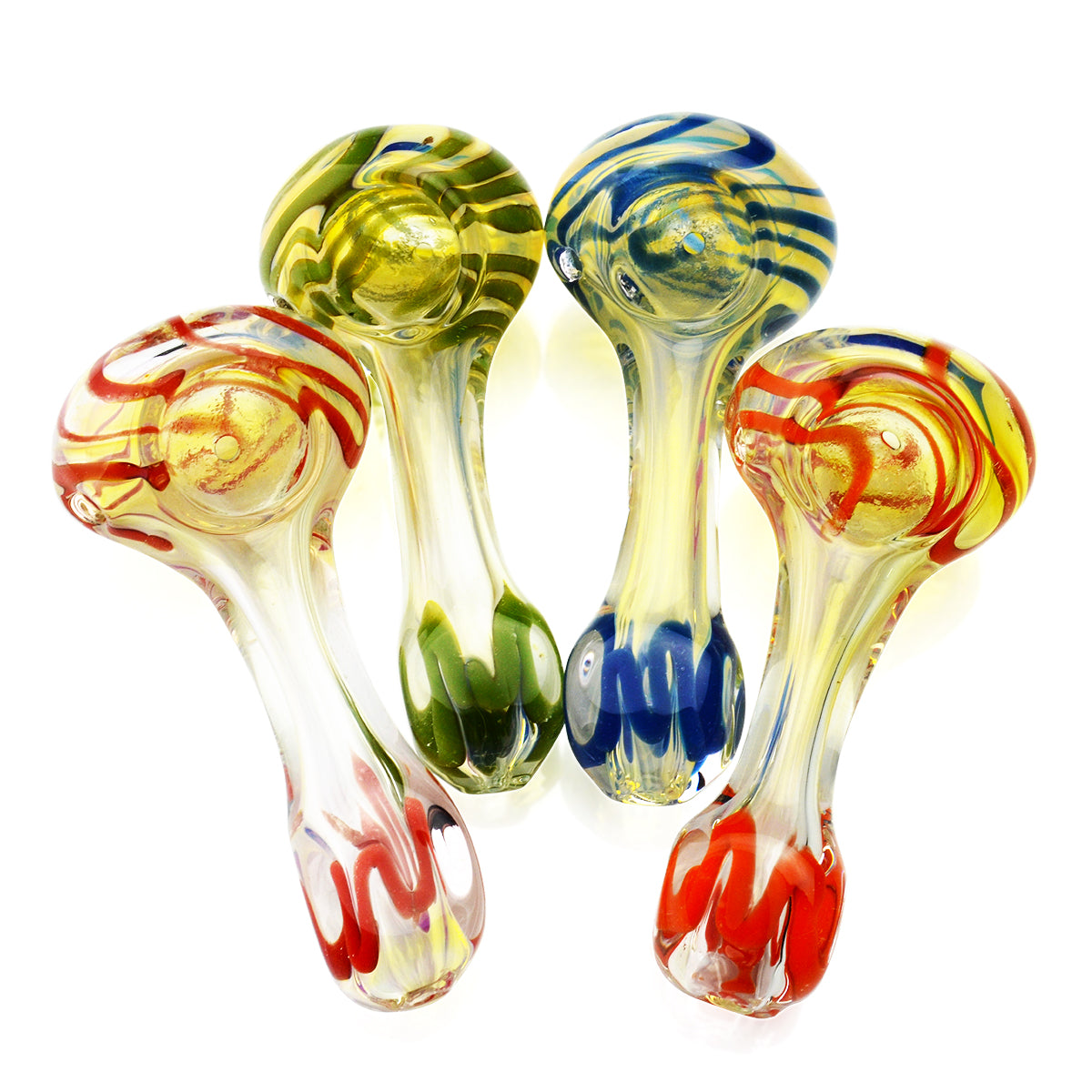 3'' Hand PIPE Fumed with Color Lines Square Mouth