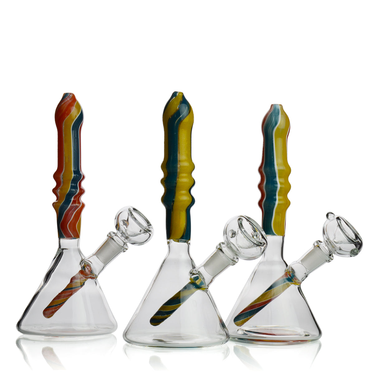 8'' Beaker Multi Color Tube Neck 14mm Male Bowl Included Approx 170 Grams