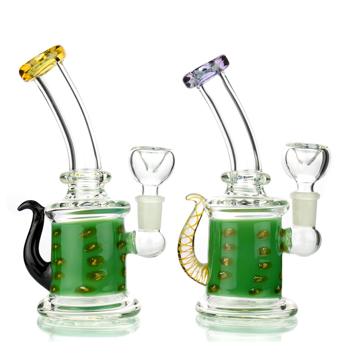 7'' Bong Heavy Color GLASS with Bent Neck Color Mouth 14mm Male Bowl Included Approx 250 Grams