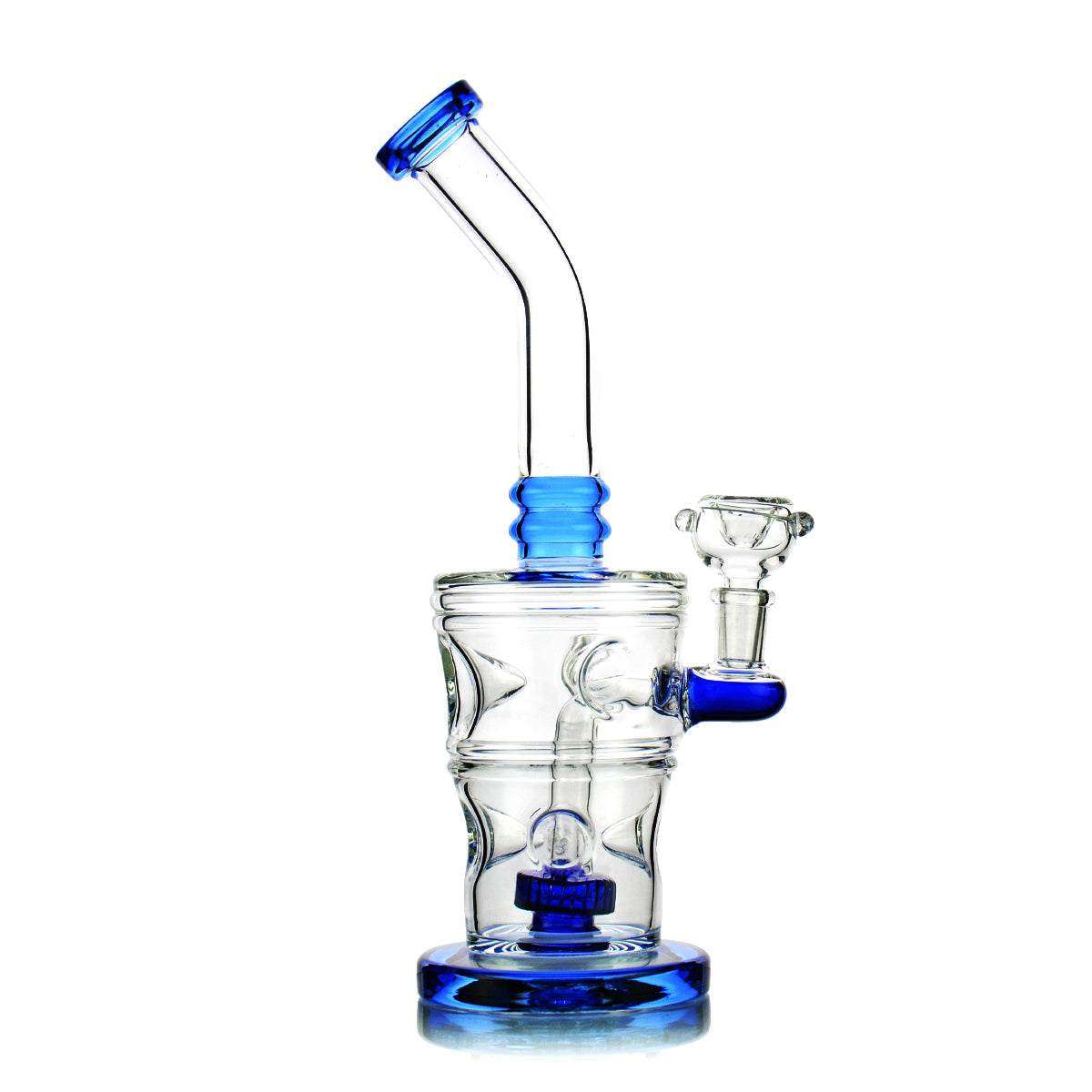 10'' WATER PIPE with Ice Punches and Round Perc Shower 14mm Male Included