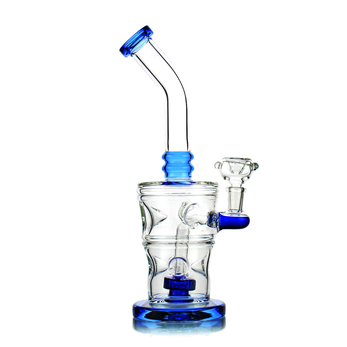 10'' Water PIPE with Ice Punches and Round Perc Shower 14mm Male Included