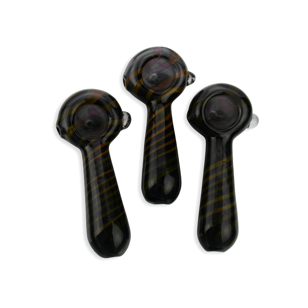 3'' Hand Pipe Black Glass GOLD Fume Hand Pipe