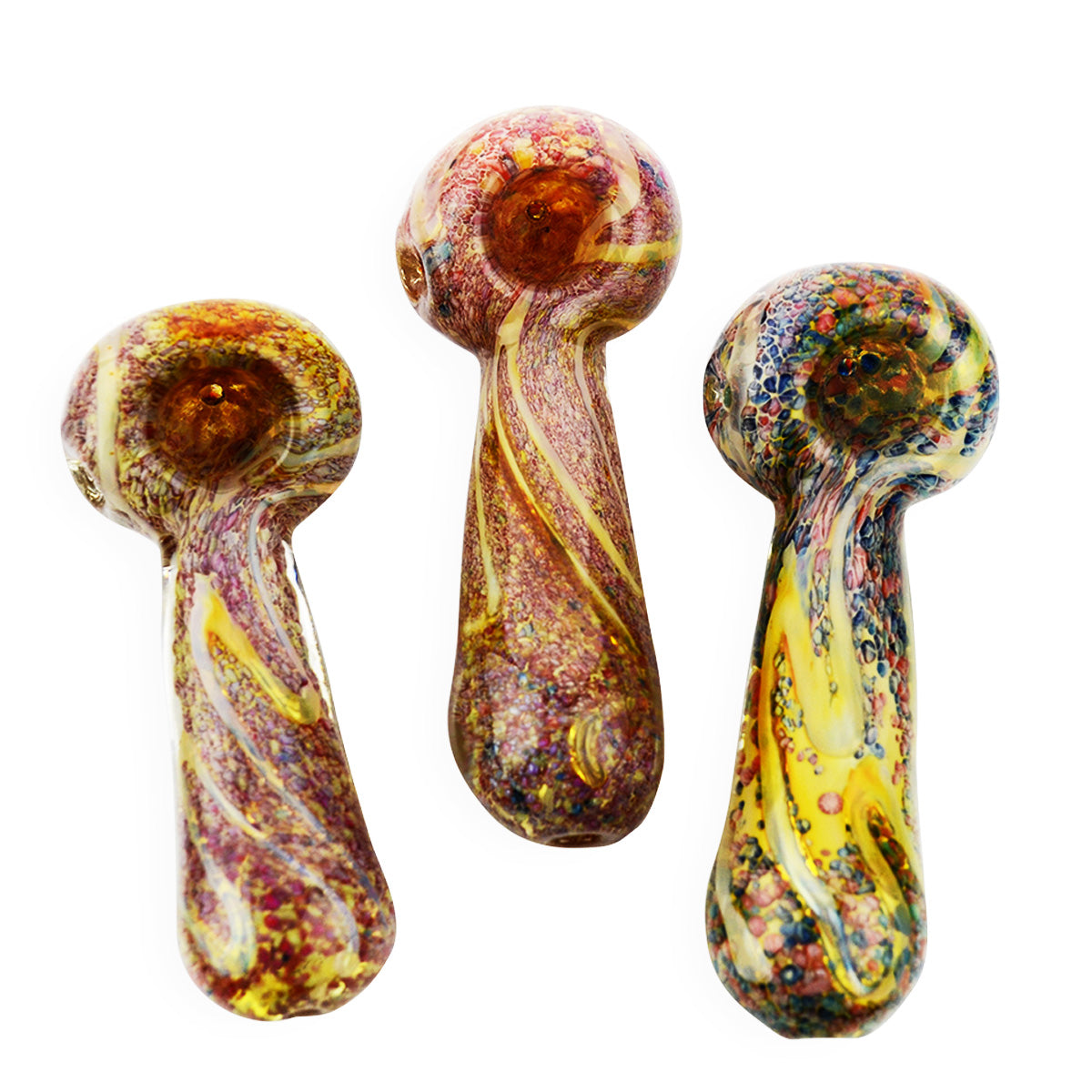 4.5'' Heavy Frit Art GOLD Fume Glass Hand Pipe Spoon