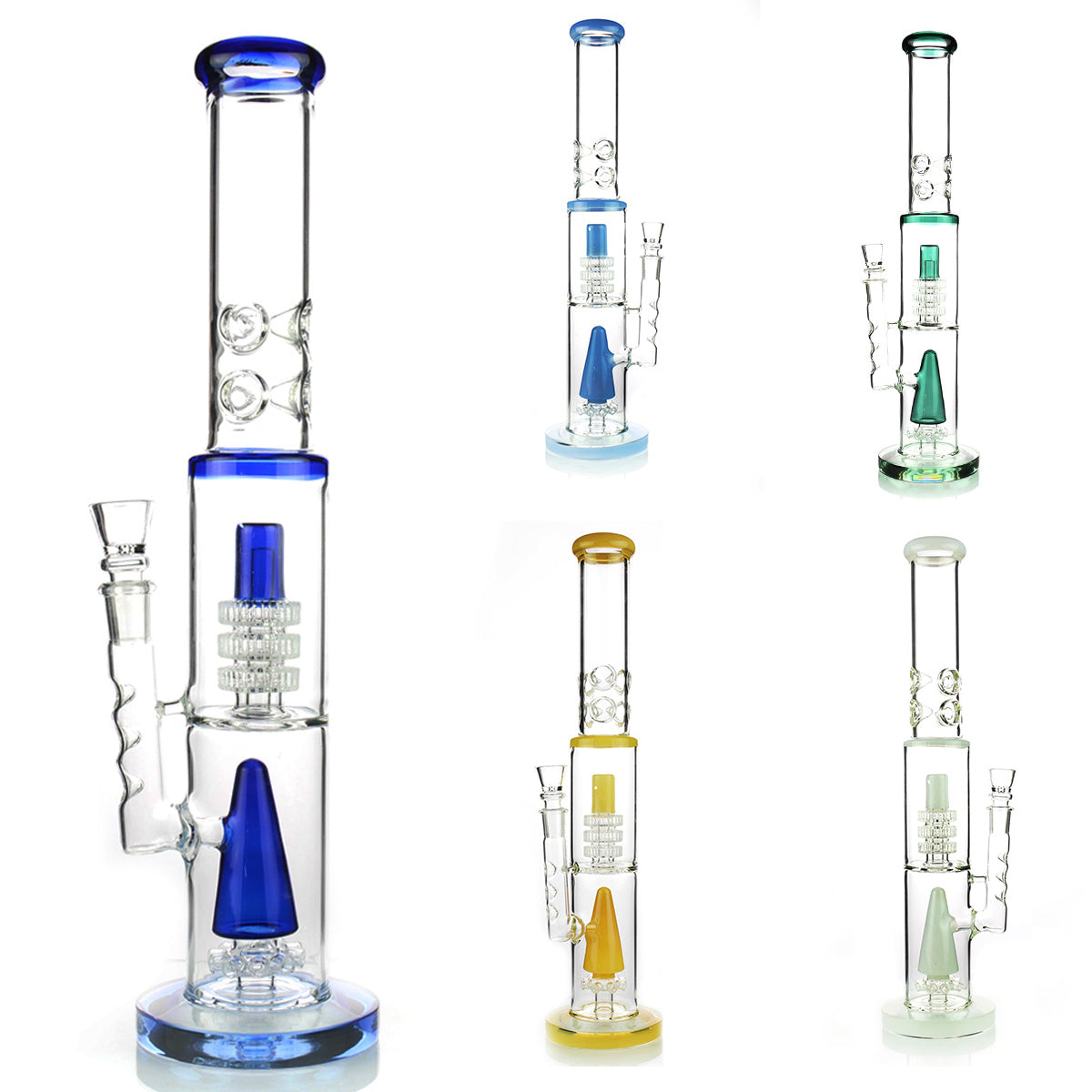 18'' M9 Pyramid Shower with 3 Mertix RING Perc and Ice Catcher, 18mm Male Bowl Included
