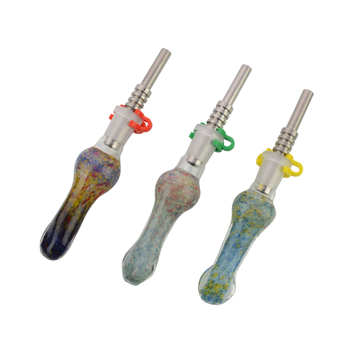 6'' Frit Glass Art Nectar Collector Concentrate Straw with 14mm Plastic Clip and Titanium NAIL