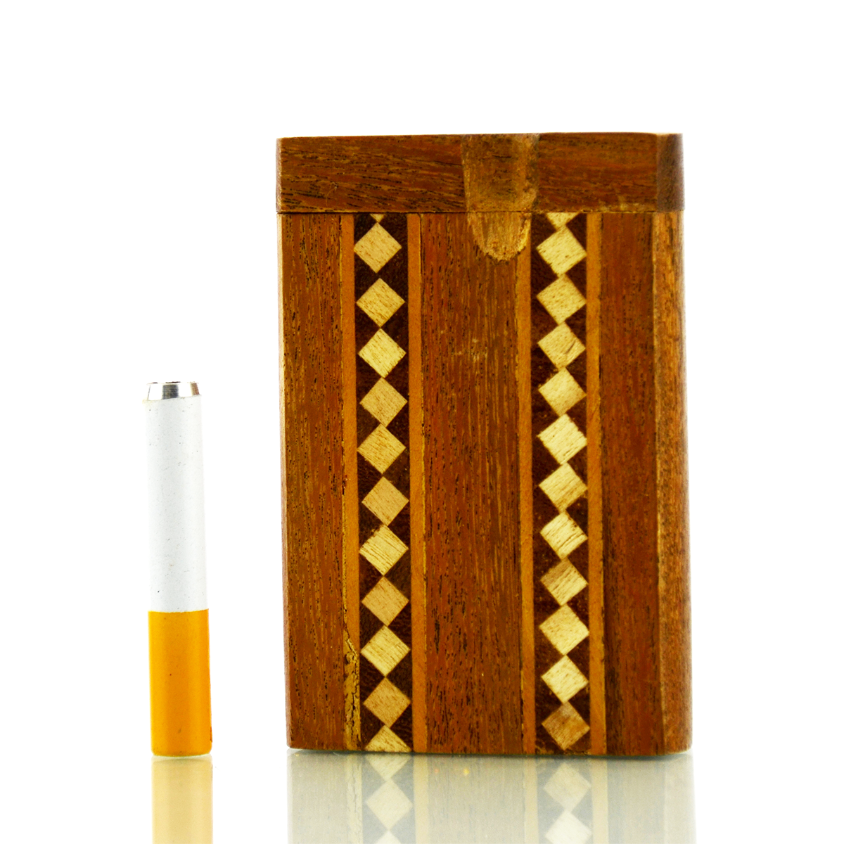 3'' Handmade Wooden Dicey Track Pattern Design Dugout Art with 2'' METAL Cigarette