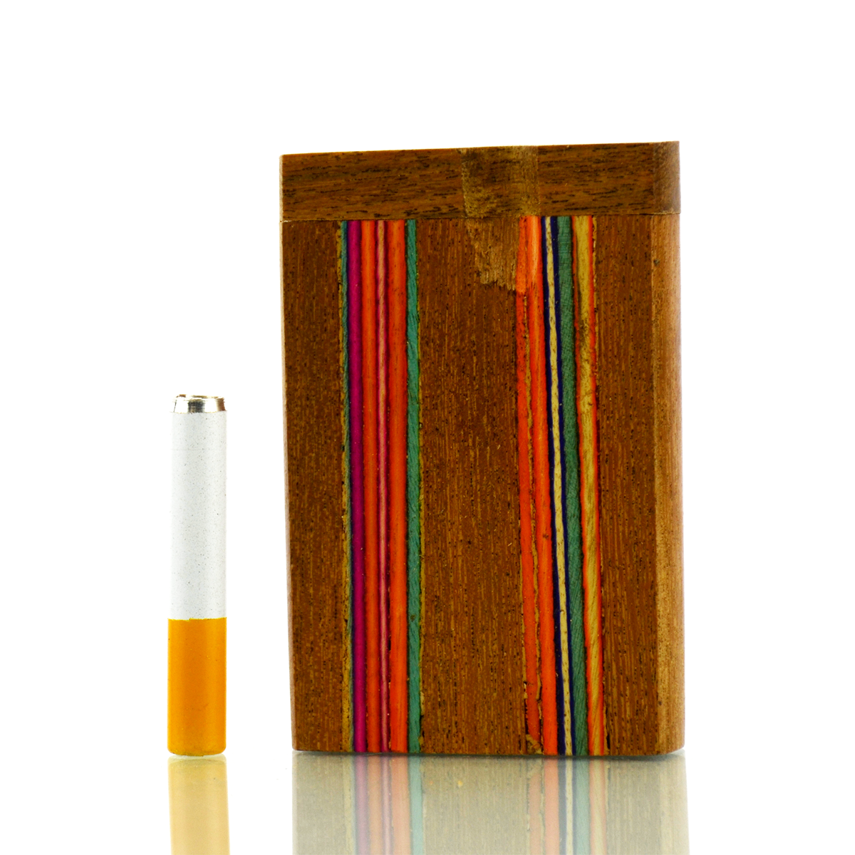 3'' Handmade Wooden Double Colors Lines Design Dugout Art with 2'' Metal CIGARETTE