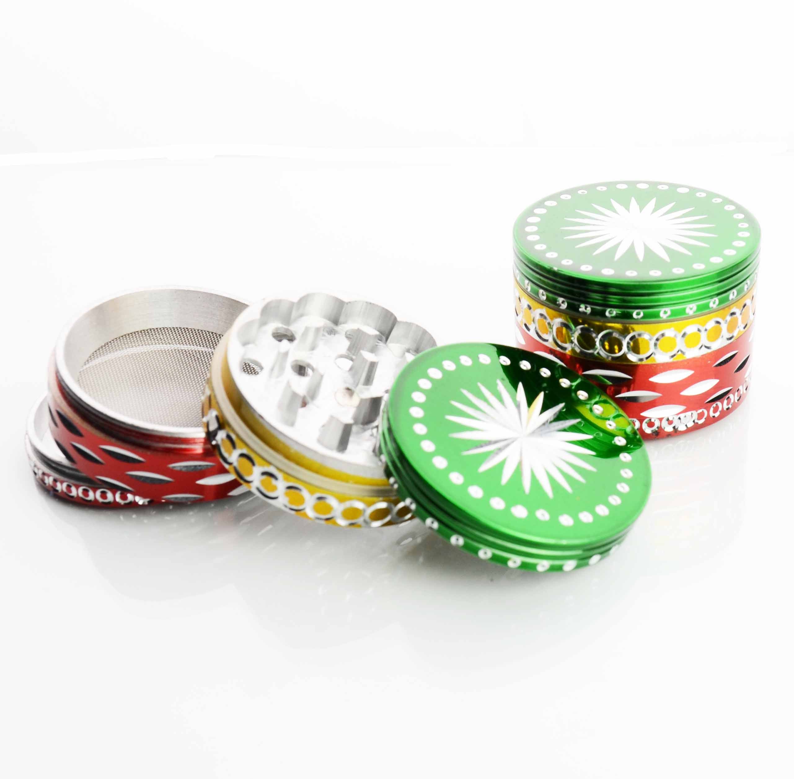 62MM METAL Rasta Colored Grinder Diamond Cut