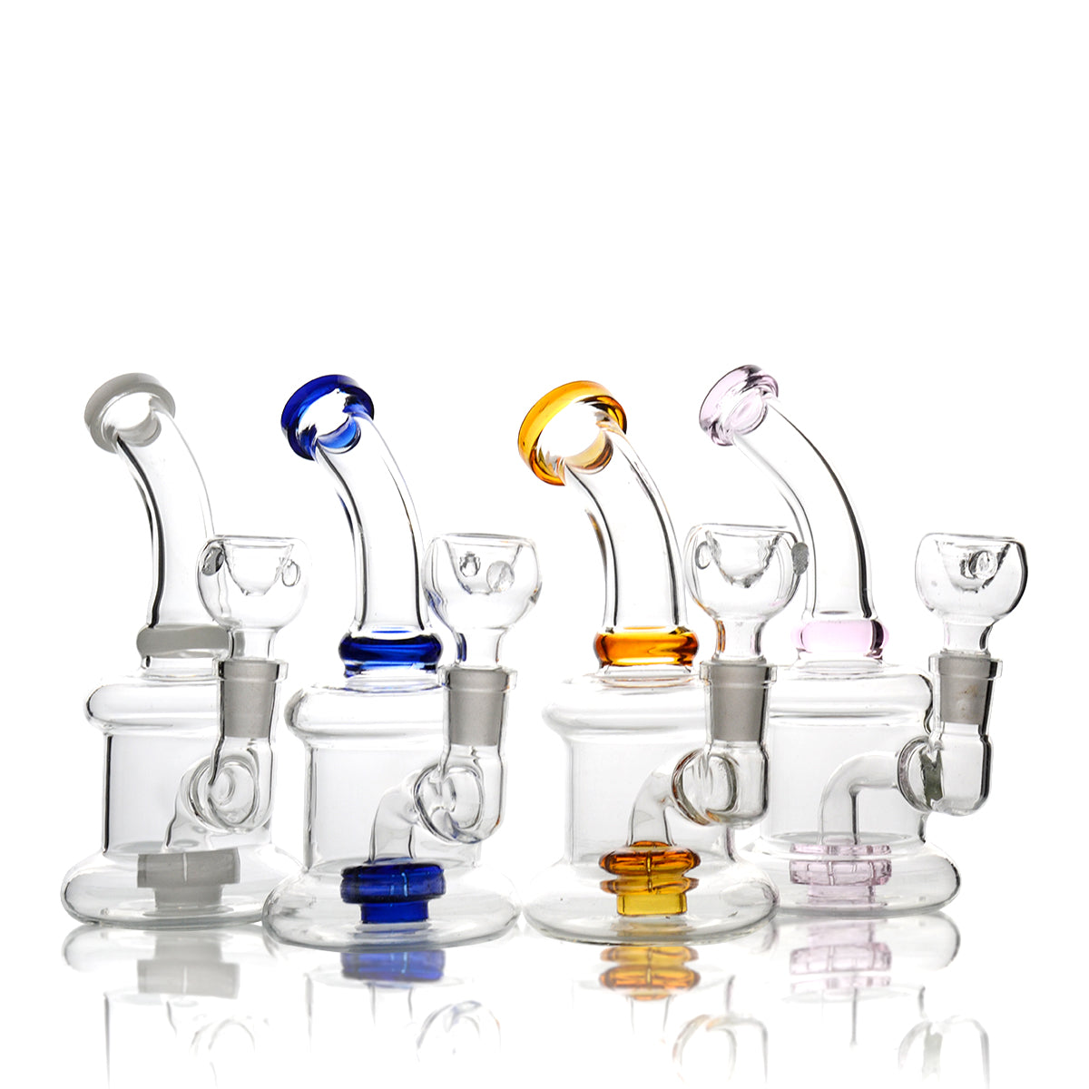 6'' Mini Portable Bong Bubble Body 14mm GLASS Bowl for Dry Herb