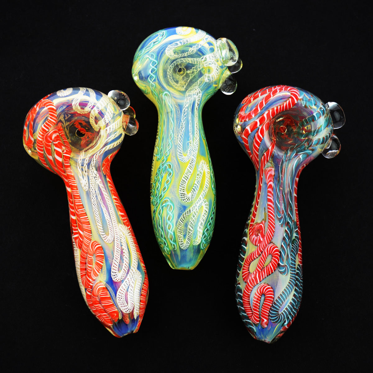 4'' Fume Glass Hand with Color Twisting