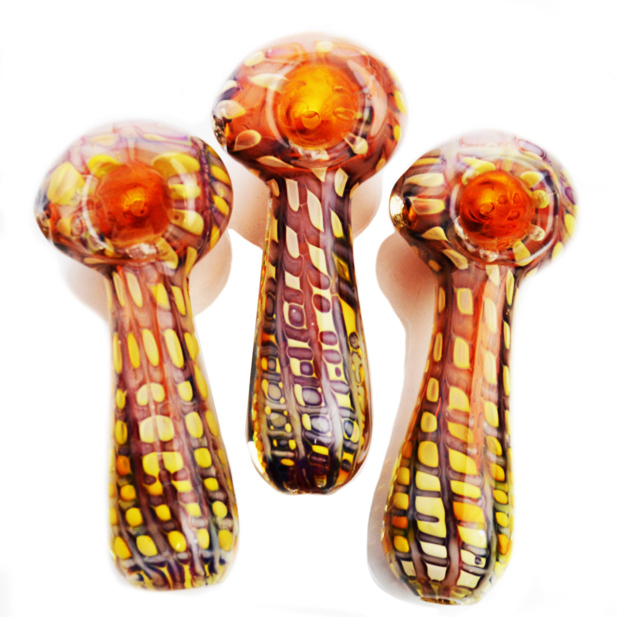 4.5'' Gold Fume GLASS Hand PIPE with Bubbler Trap Art