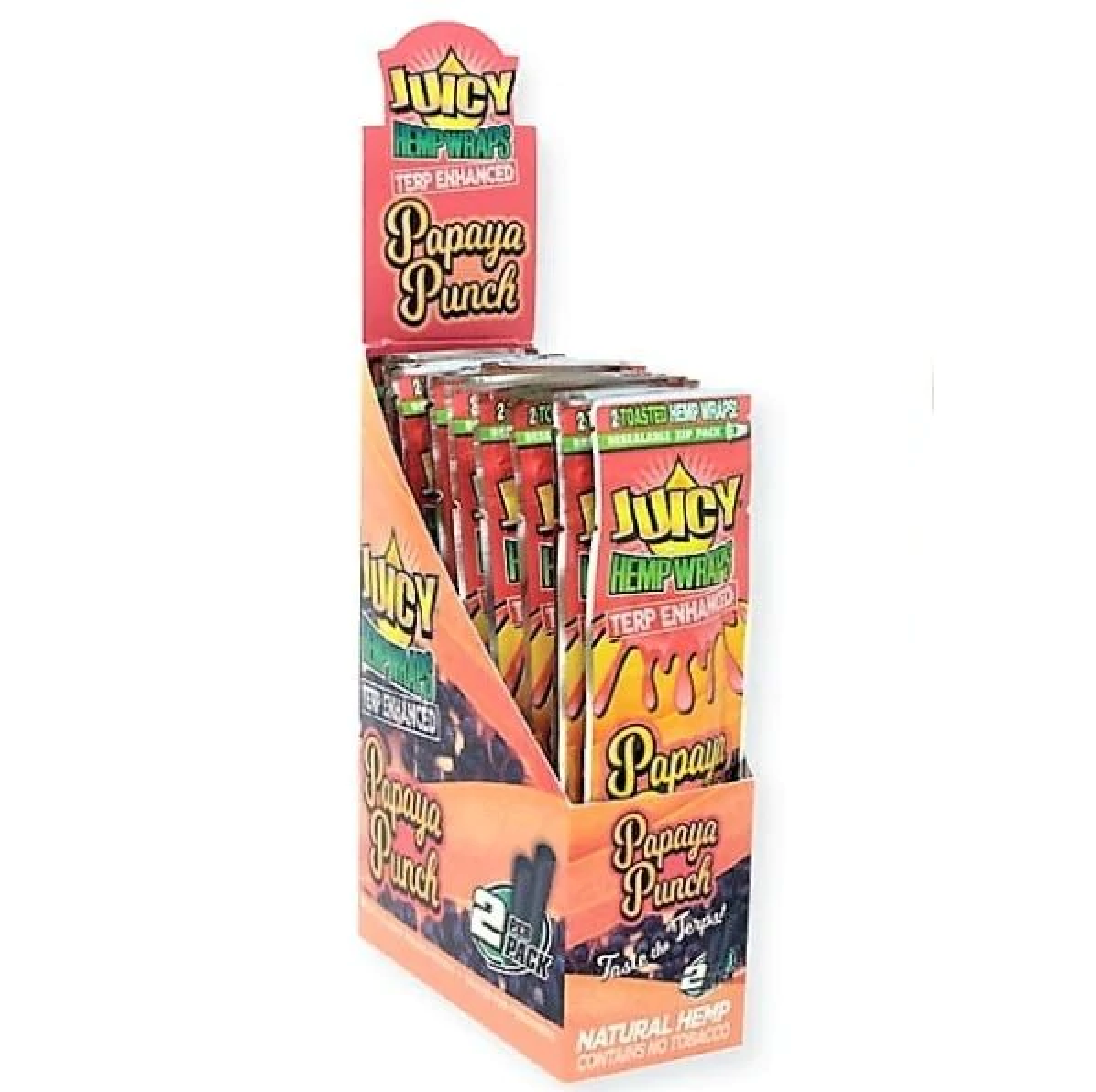 Papaya Punch Juicy Hemp Wraps Terp Enhanced - 2 Wraps Per Pack - (25 Count Displays)