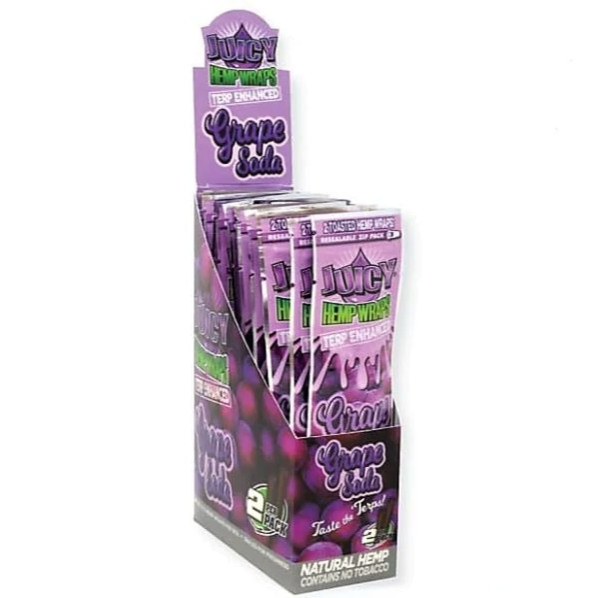 Grape Soda Juicy Hemp Wraps Terp Enhanced - 2 Wraps Per Pack - (25 Count Displays)