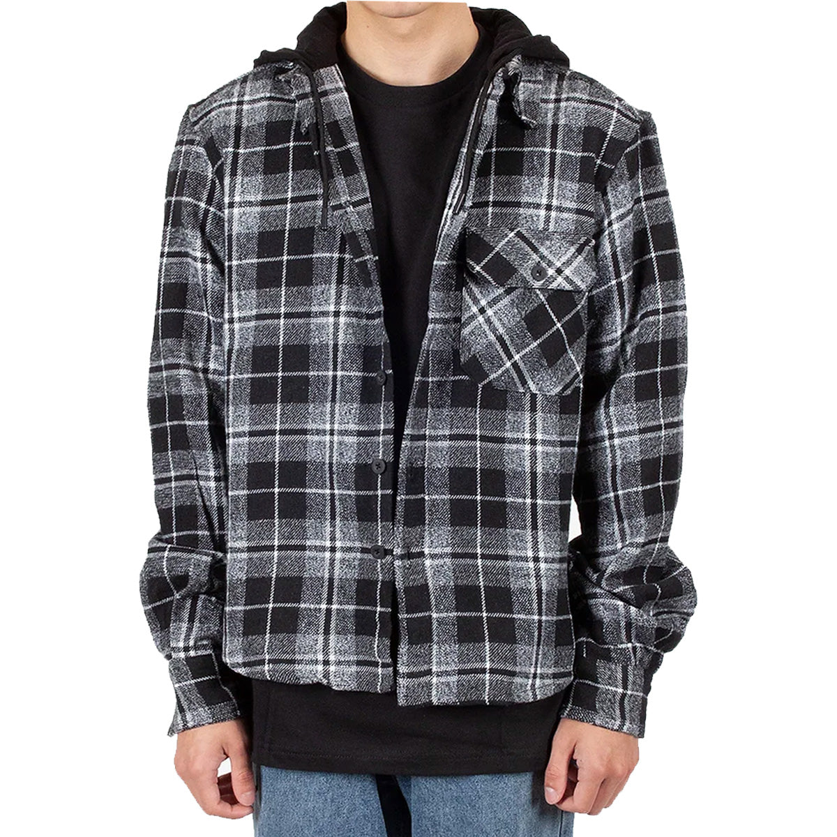 5 Pieces Pack of Black/Grey - Drippin Rose Flannel SHIRT Hoddie 1S-1M-2L-1XL