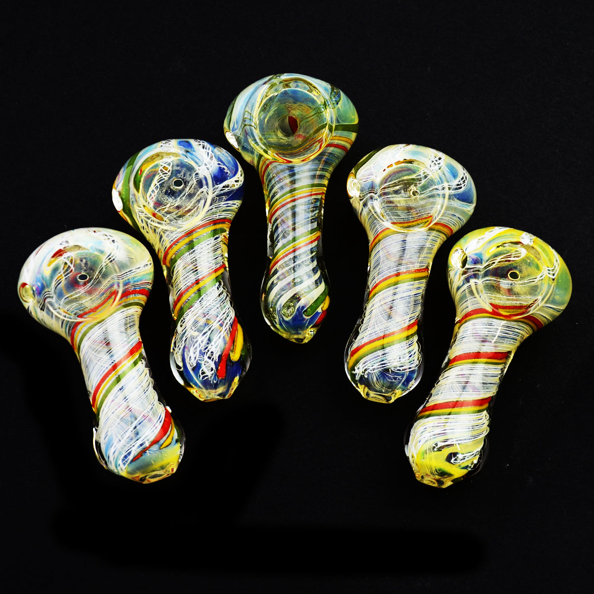 2.5'' Silver Glass Hand PIPE with Rasta Color Twisting