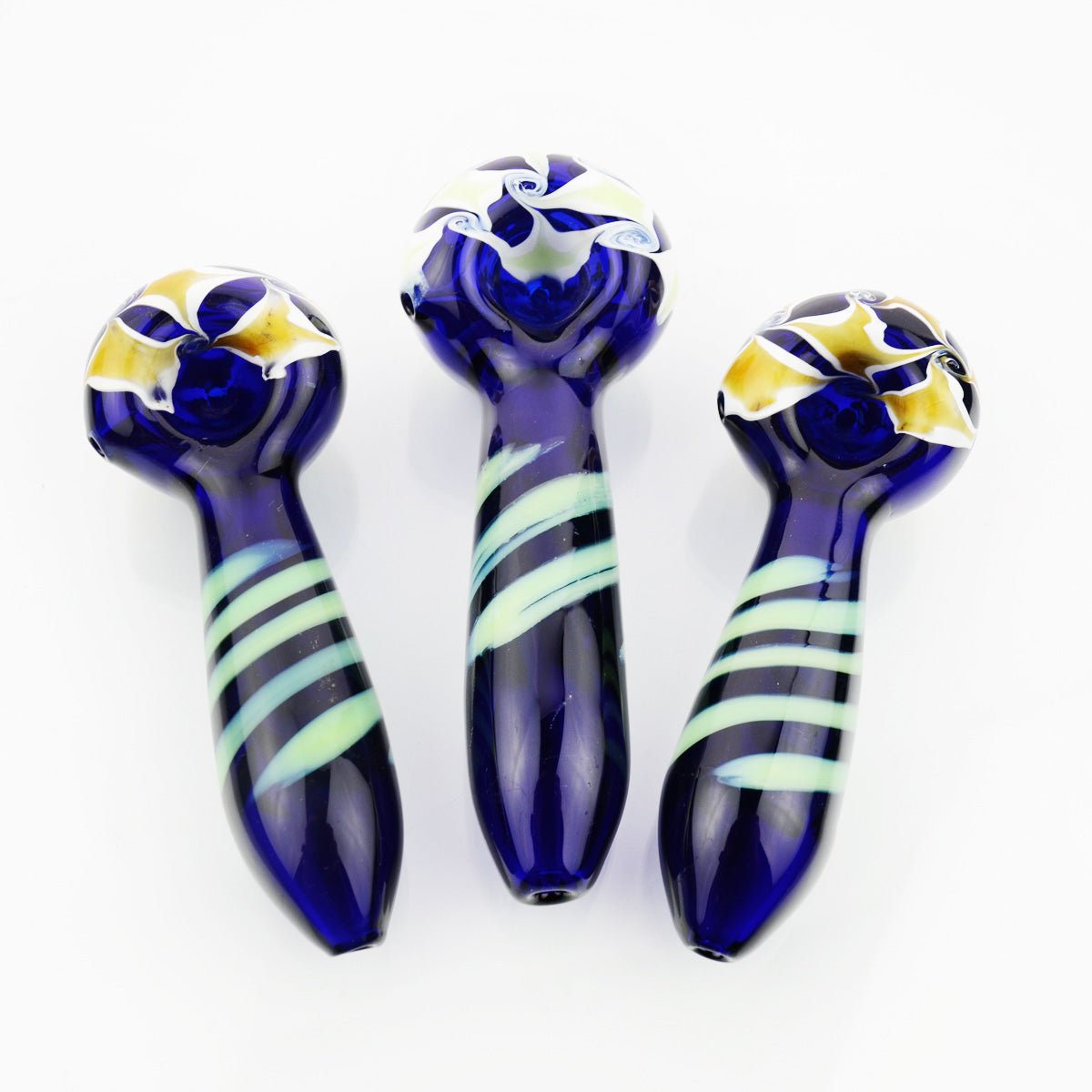 4.5'' American Hand PIPE Blue Tube Fancy Head Art