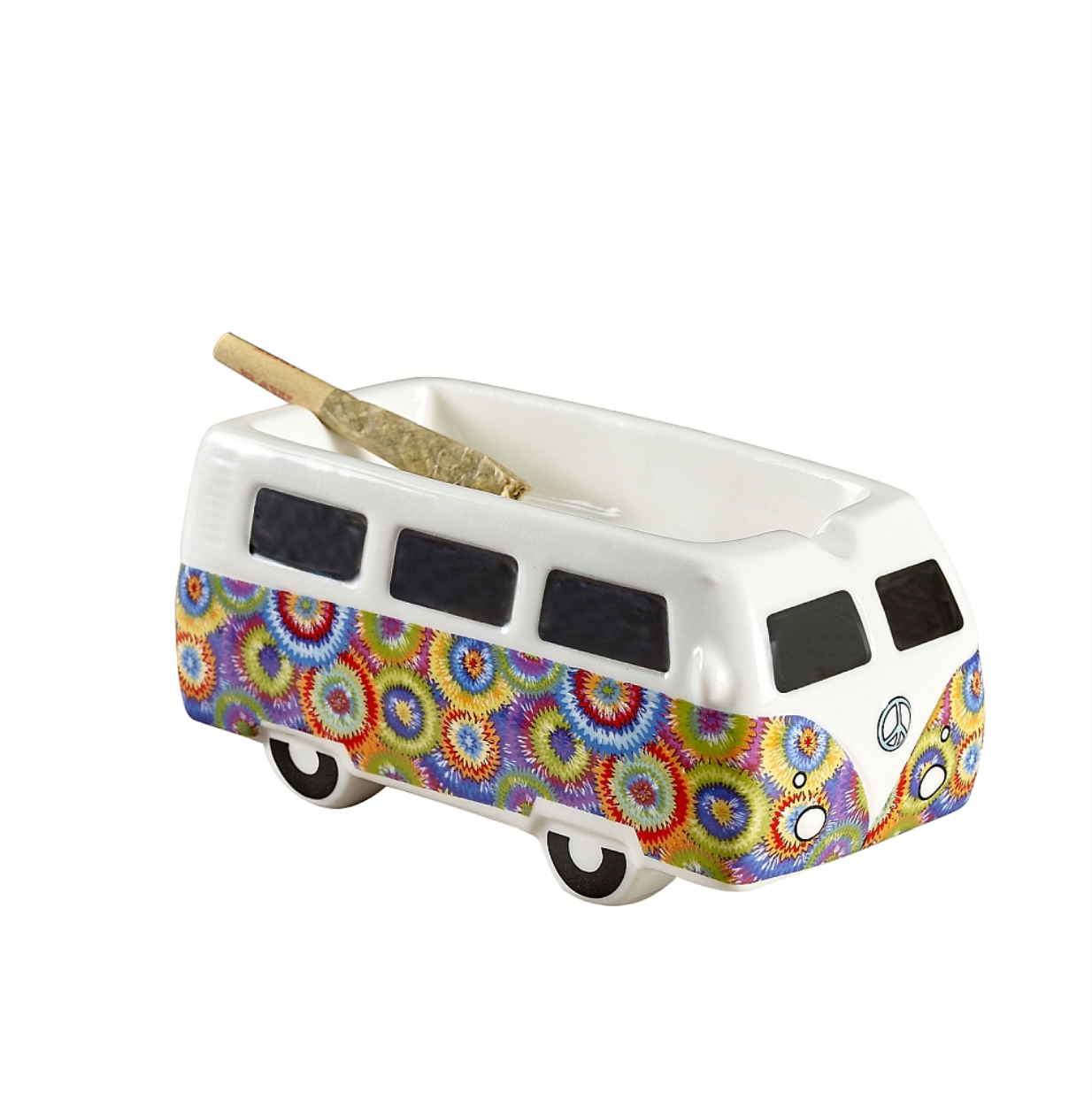 Vintage Bus Ashtray-Colorful Flower Burst Design