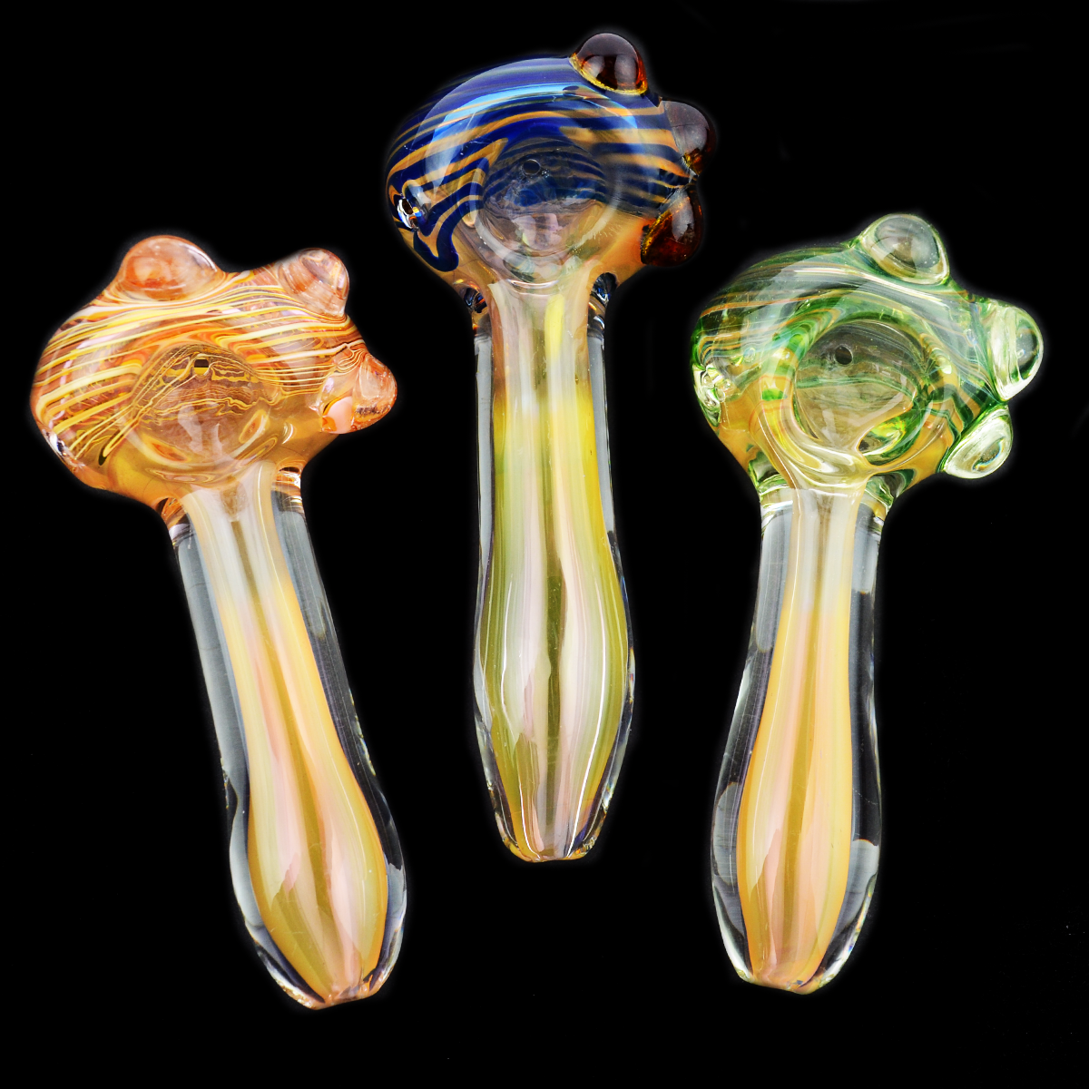 4.5'' Hand Pipe Glass GOLD Fume with Color Line Head Approx 140g