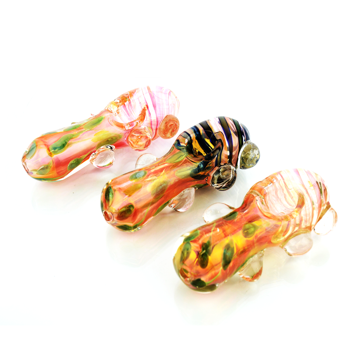 4.5'' Heavy Gold Fume Swirling Art Hand PIPE with Knockers