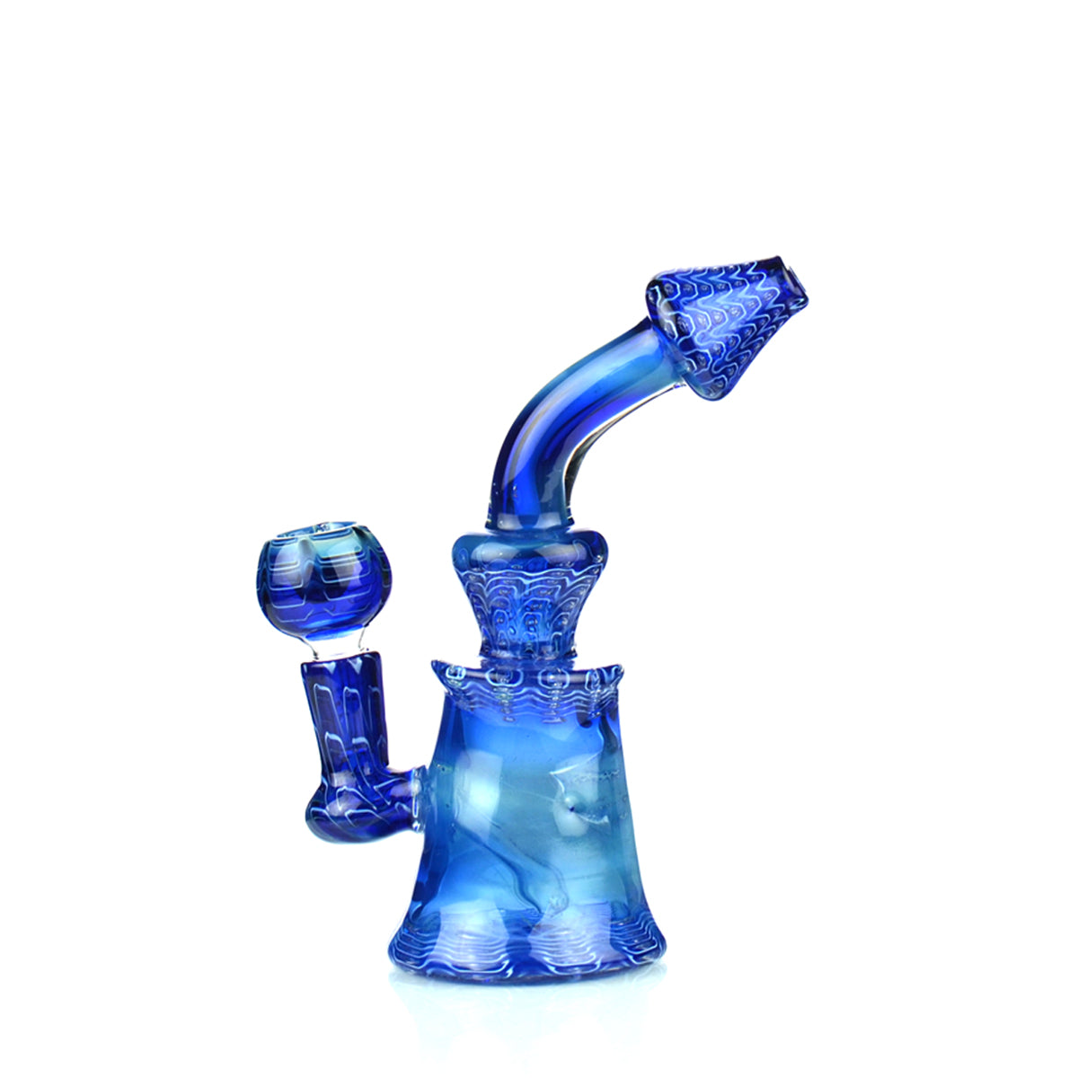 8'' Shroom Mouth Water PIPE Quilted Glass with 14mm Male Bowl