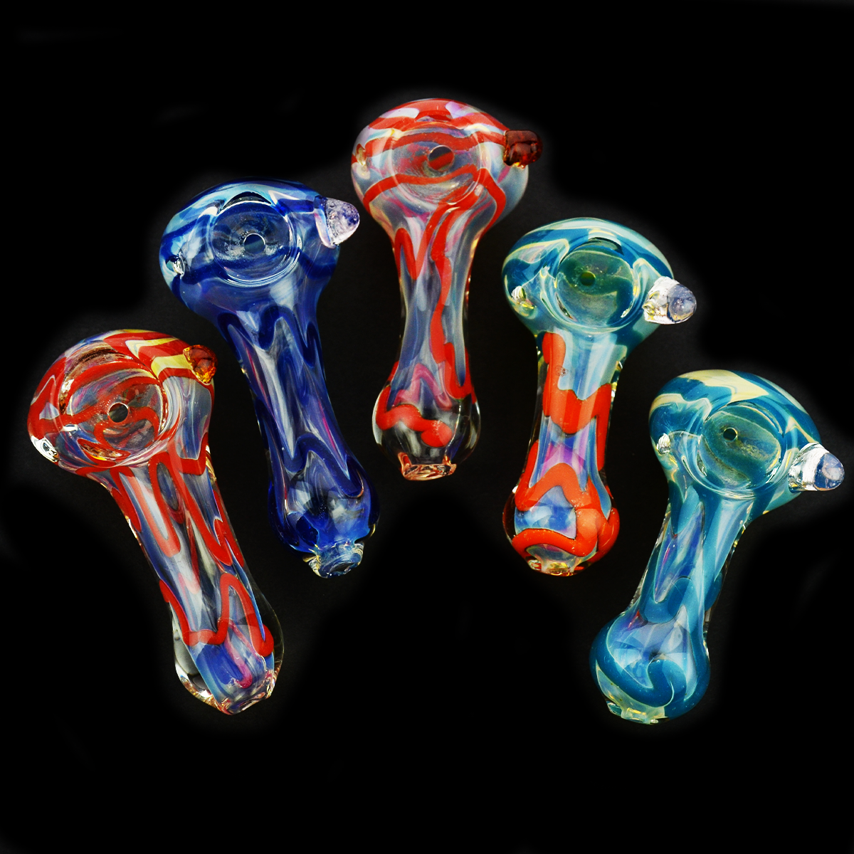 2.5'' Silver Fume GLASS Hand PIPE with Color Lines
