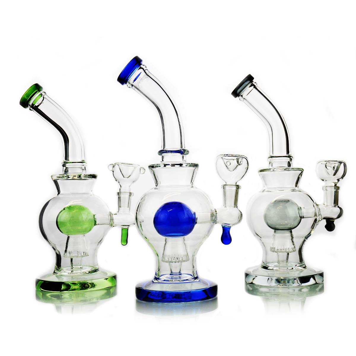 10'' Double Dome Bong with Shower 14mm Male Bowl Included
