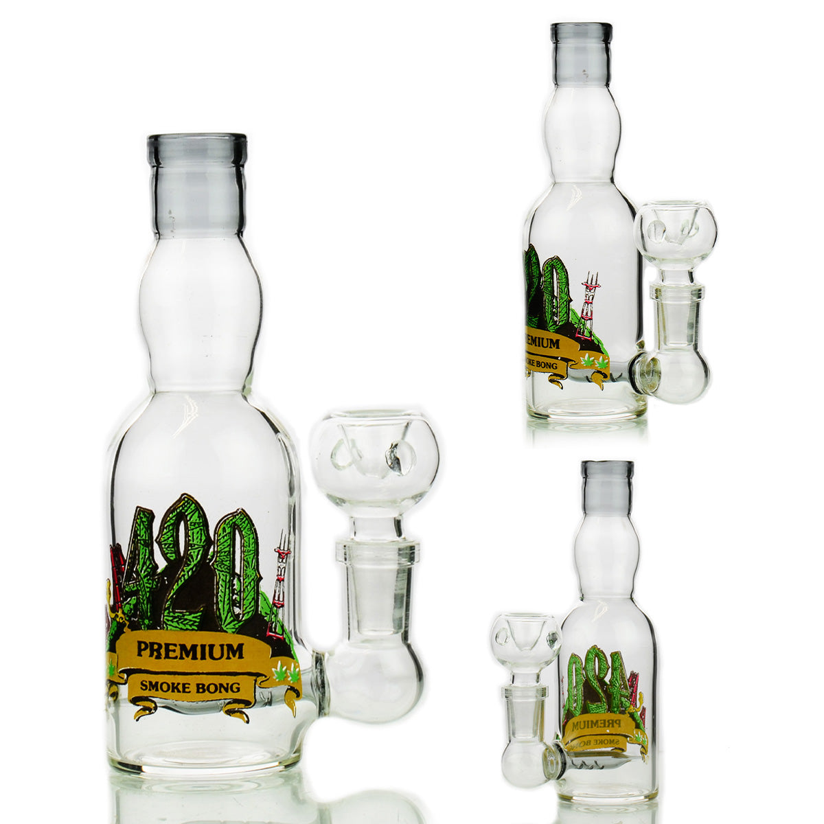 5.5'' Mini 420 Bong Liquor Bottle 14mm Male Bowl