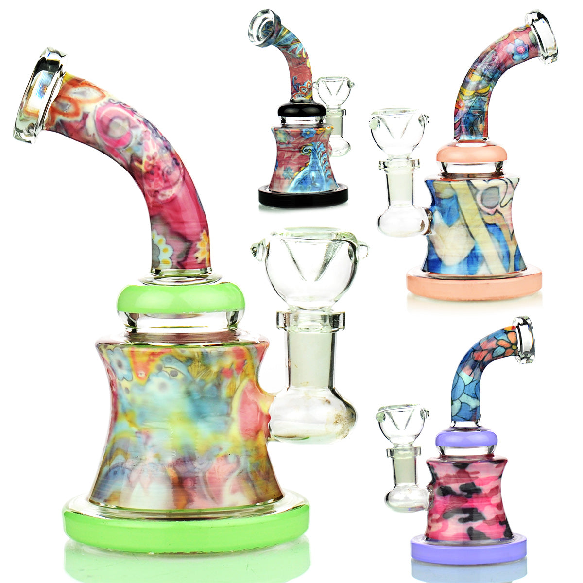 6'' WATER PIPE Slime Color Abstract Art with 14mm Male Bowl