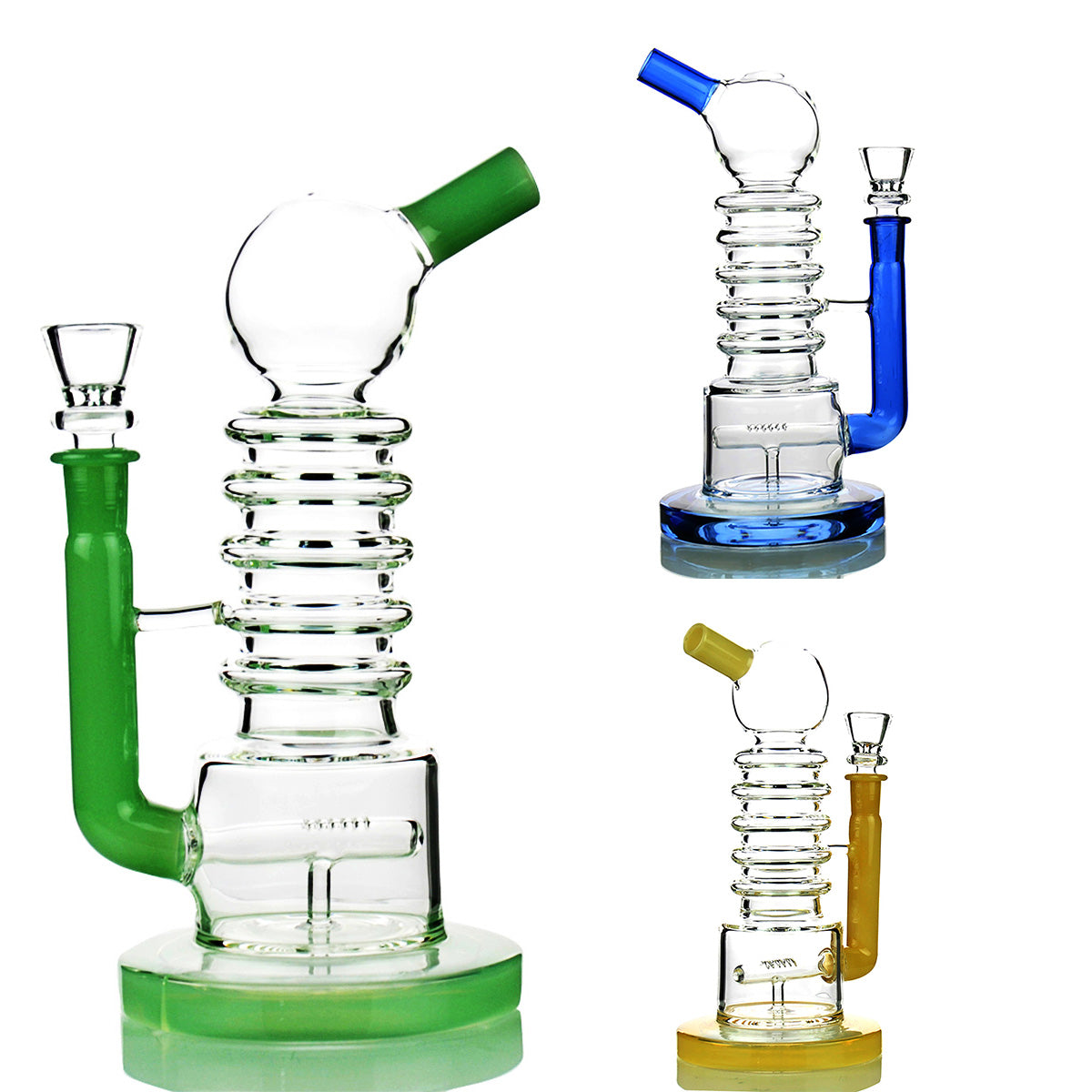 9'' Water Pipe L-Line Perc RING Body with 14mm Male Bowl