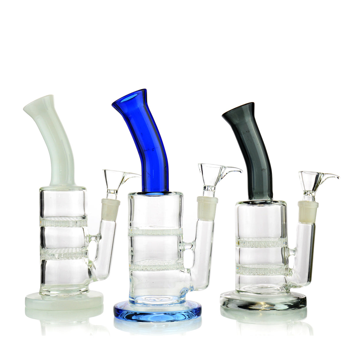 8'' Bong with Double Honeycomb Perc 14mm Male Bowl Included : NOTE- ONLY PINK AND BLUE COLORS AVAILAB