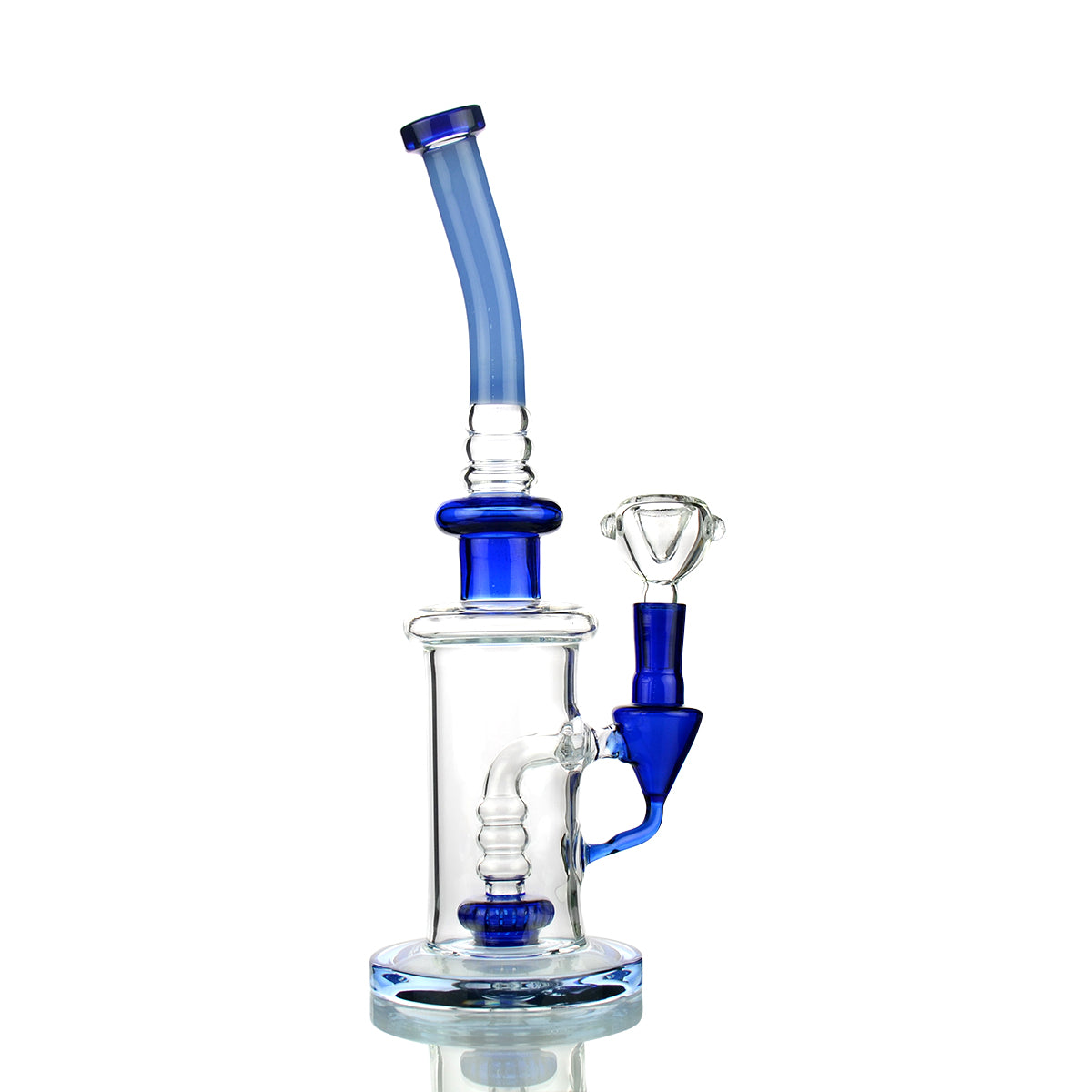 10'' Bong Water PIPE with Color Tube Round Shower and 14mm Male Bowl