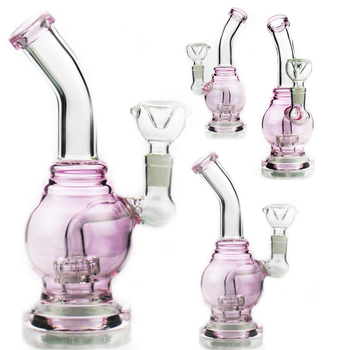 7'' Pink WATER PIPE with 14mm Male Bowl