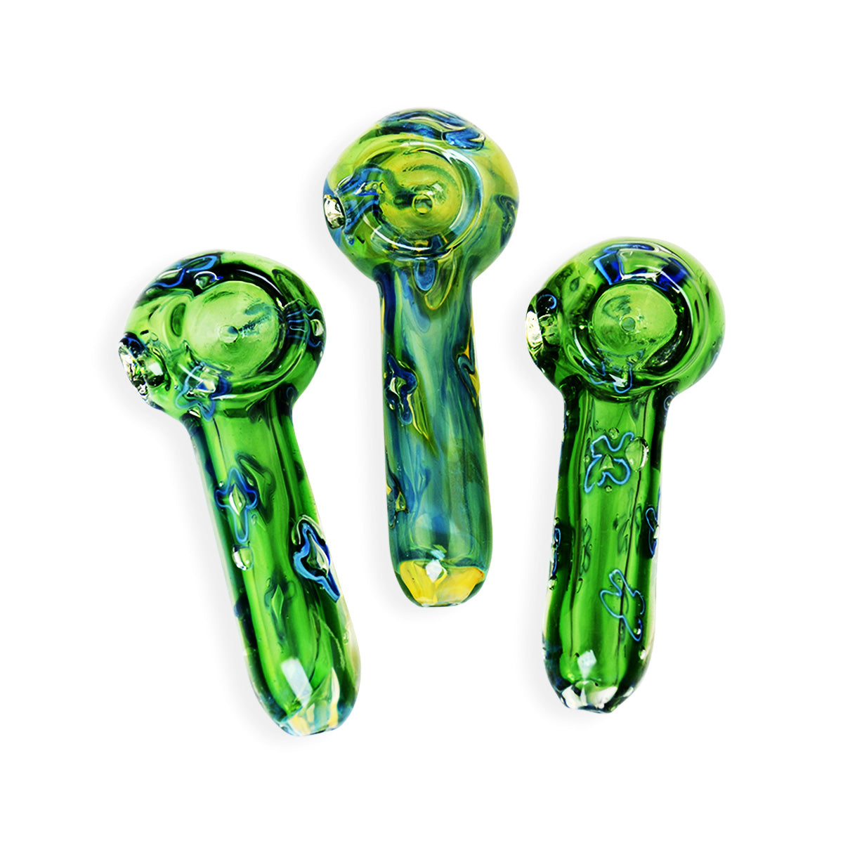 4'' Hand PIPE Gold Fume Green Flower Art Spoon