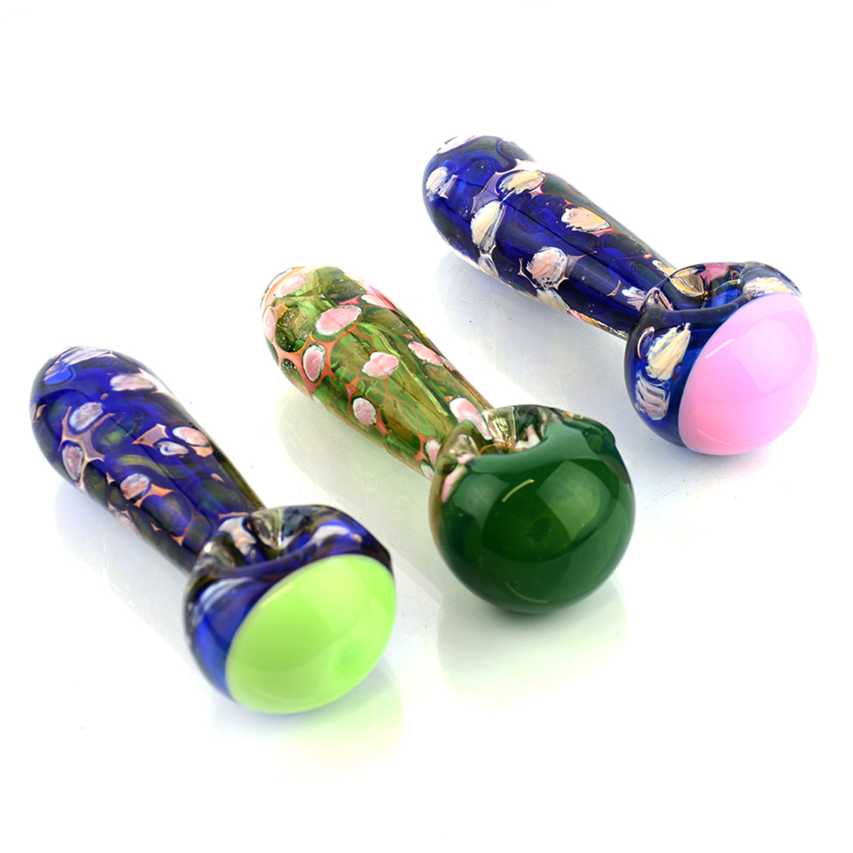 4'' Blue Bubbler Strap Hand PIPE With Slime Head