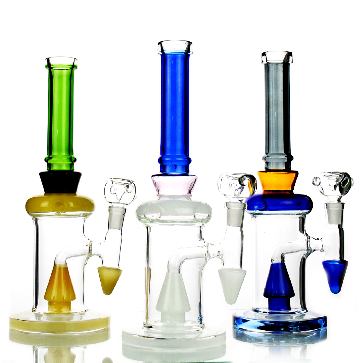 10'' WATER PIPE Pyramid Perc with 14mm Male Bowl