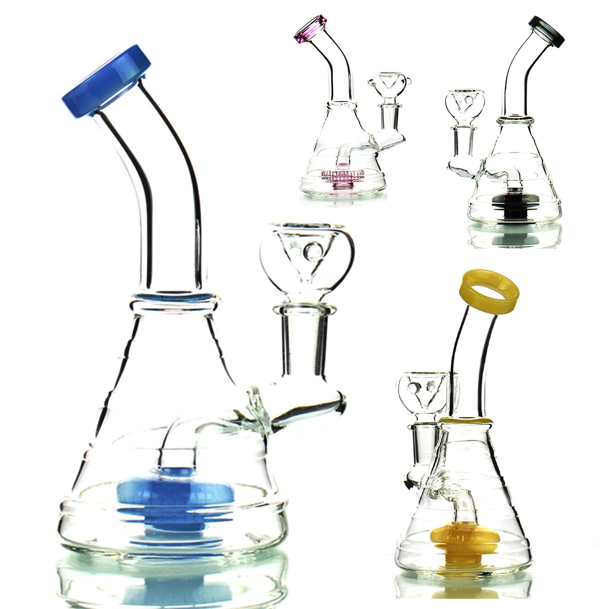 6'' Bong RING Body Conical with Round Perc and 14mm Male Bowls