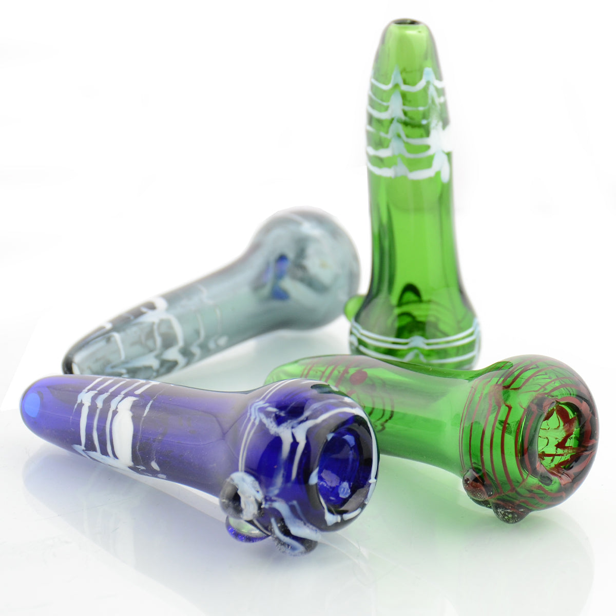 3'' Color Tube Glass One Hitter Chillum with Knockers